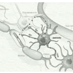 Diagrama de neurónios, astrócitos e mielina — Alzheimer – é possível evitar?